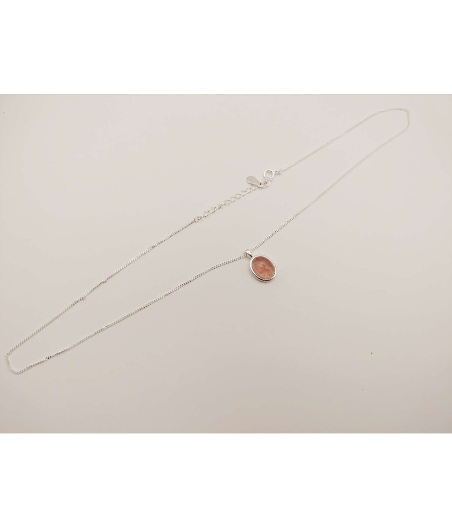 Collier Fraîcheur Éclatante – Argent S925 & Cristal de Quartz Fraise