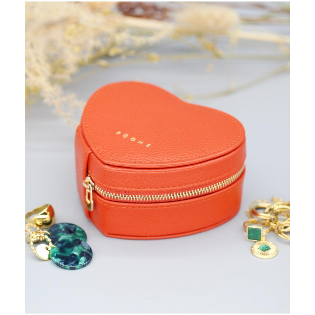 Boite à bijoux Cœur - Grainé - Orange