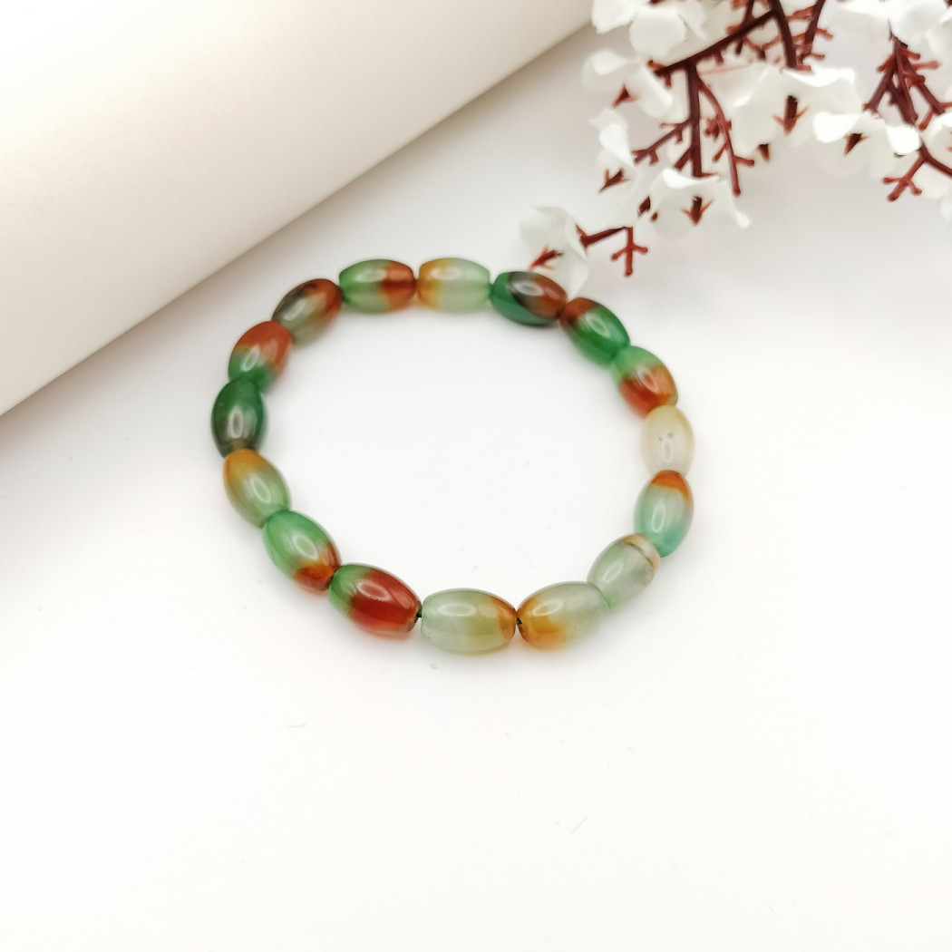 Bracelet extensible en AGATE PAON à bandes - Pierres Naturelles perles 8mm