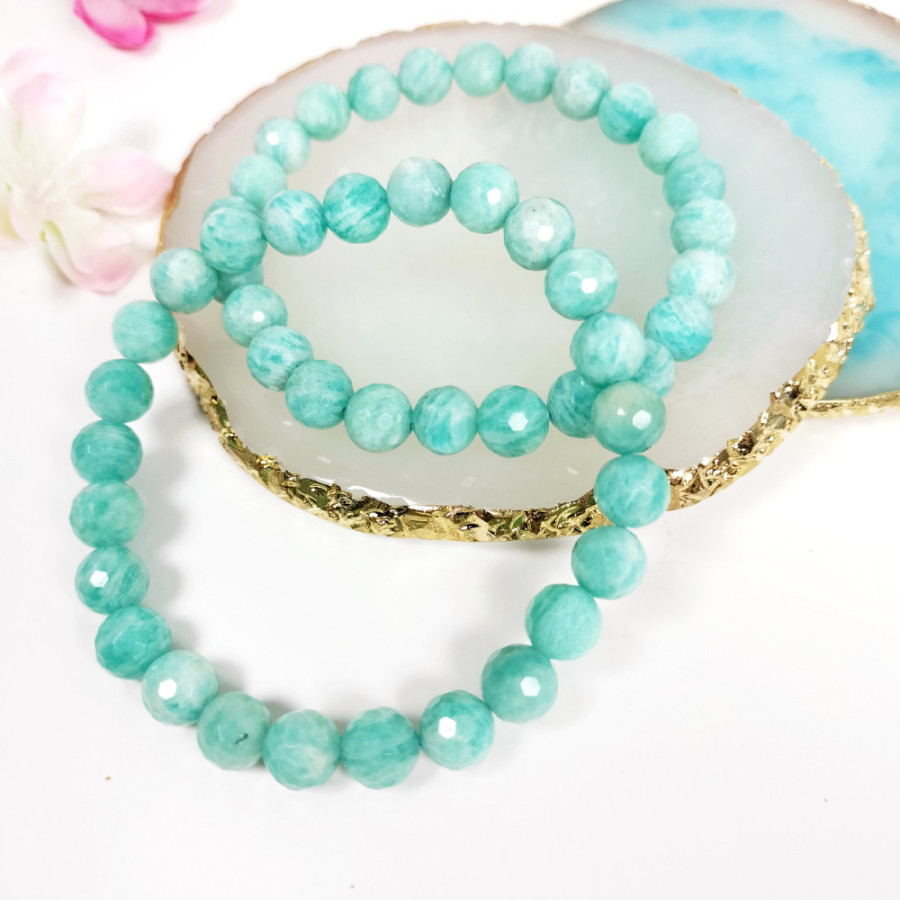 Bracelet Extensible en Amazonite - Perles Naturelles 8mm