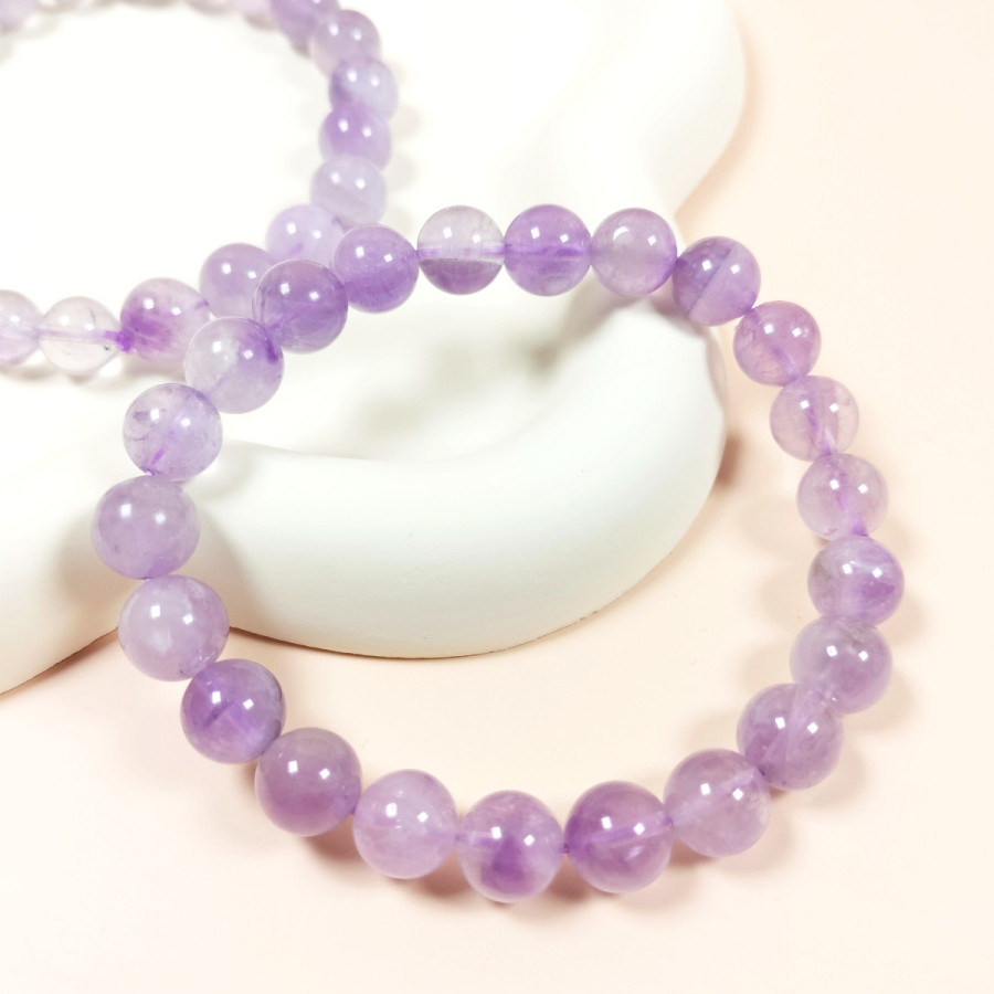 Bracelet Extensible en Jade Violet - Perles Naturelles 8mm