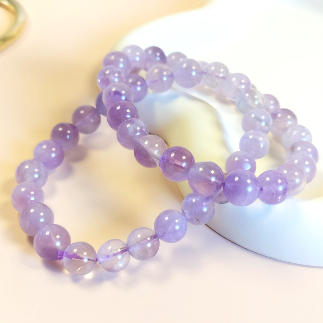 Bracelet Extensible en Jade Violet - Perles Naturelles 8mm