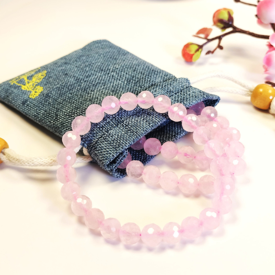 Bracelet extensible en Quartz Rose | Bracelet de perles en pierre naturelle - perles 8mm