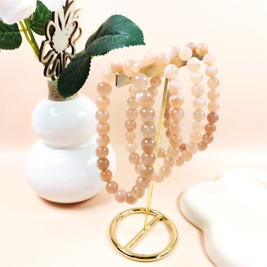 Bracelet extensible en pierre de soleil - Perles naturelles 8mm