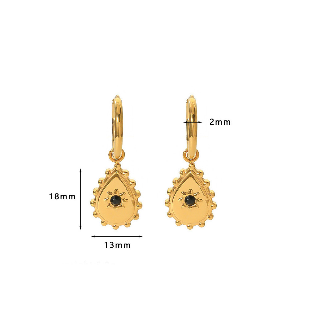 Boucles d'Oreilles Goutte Dorée Solaire en Acier Titane Inoxydable Plaqué Or 18K