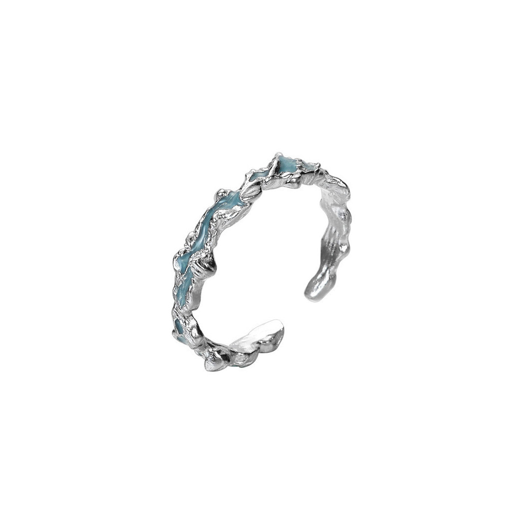 Bague irrégulière série Ice Lake, bleu menthe | Bague ajustable en argent sterling S925