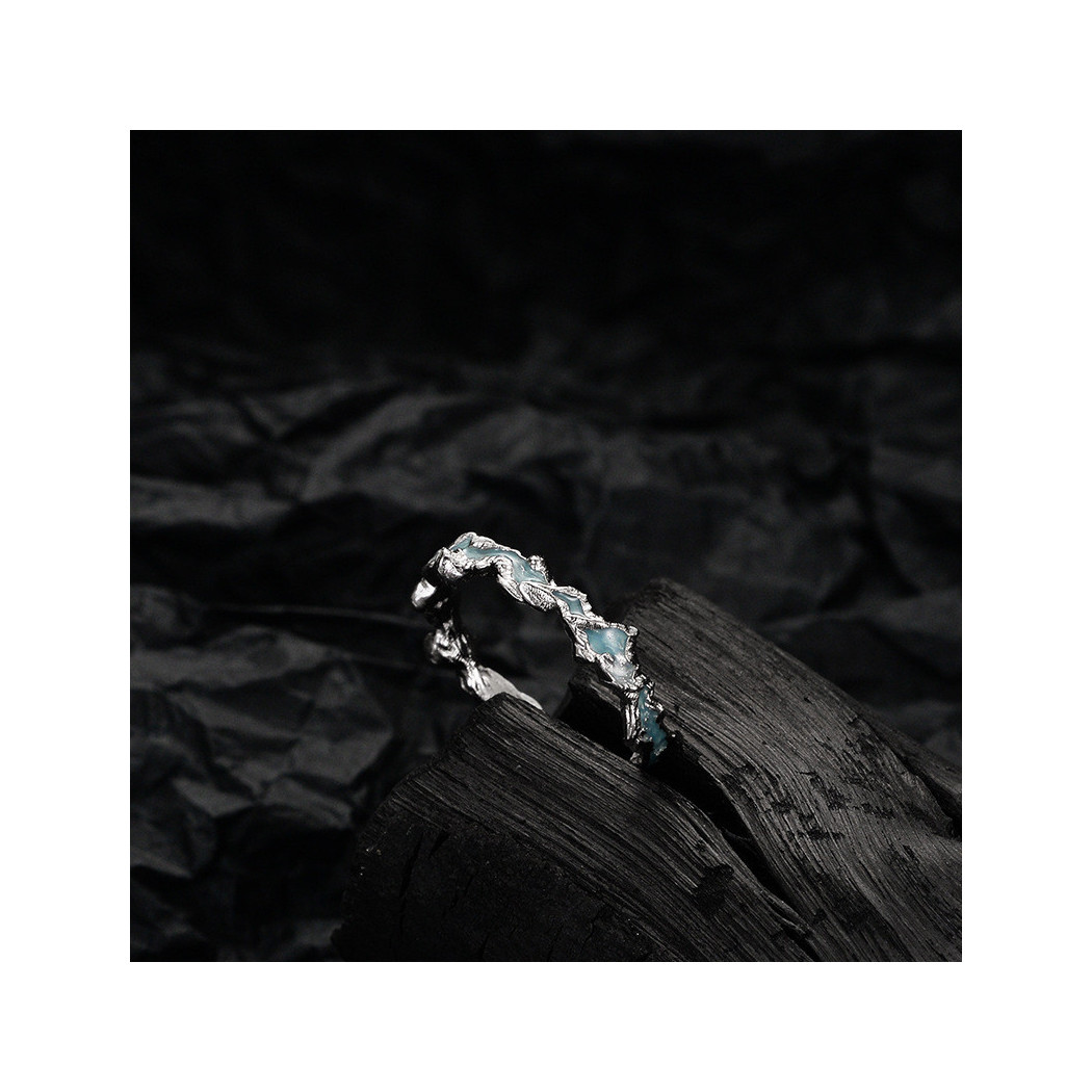 Bague irrégulière série Ice Lake, bleu menthe | Bague ajustable en argent sterling S925