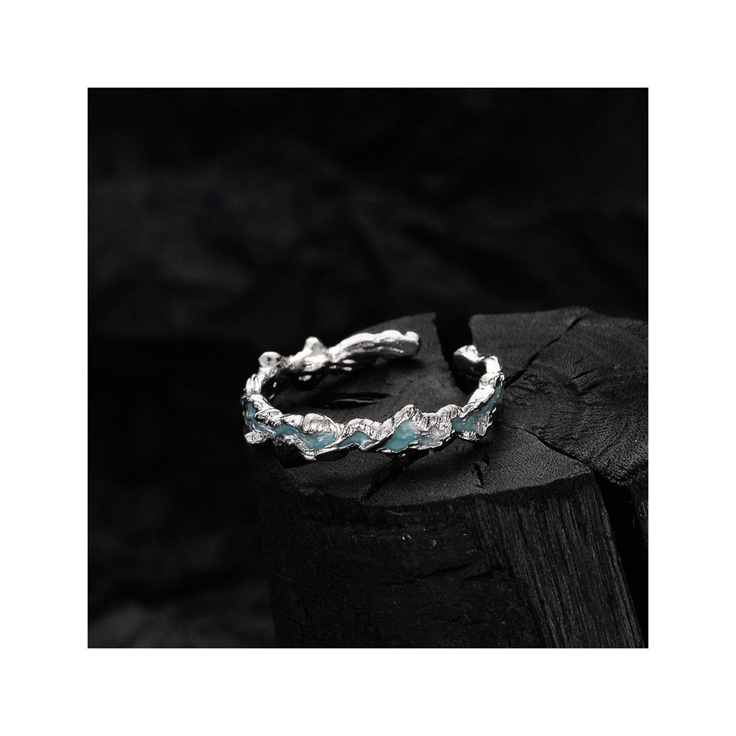 Bague irrégulière série Ice Lake, bleu menthe | Bague ajustable en argent sterling S925