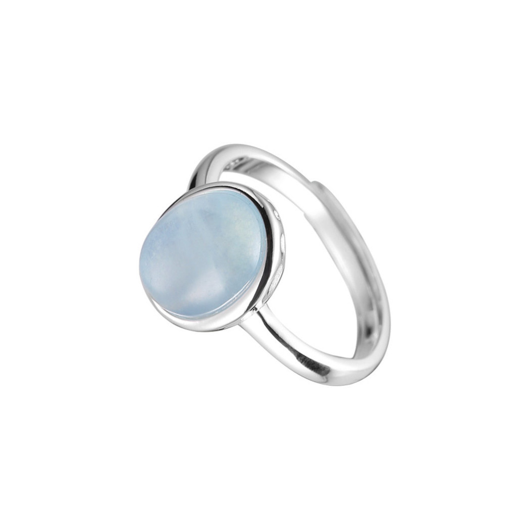 Bague incrustée d'aigue-marine | Bague ajustable en argent sterling S925