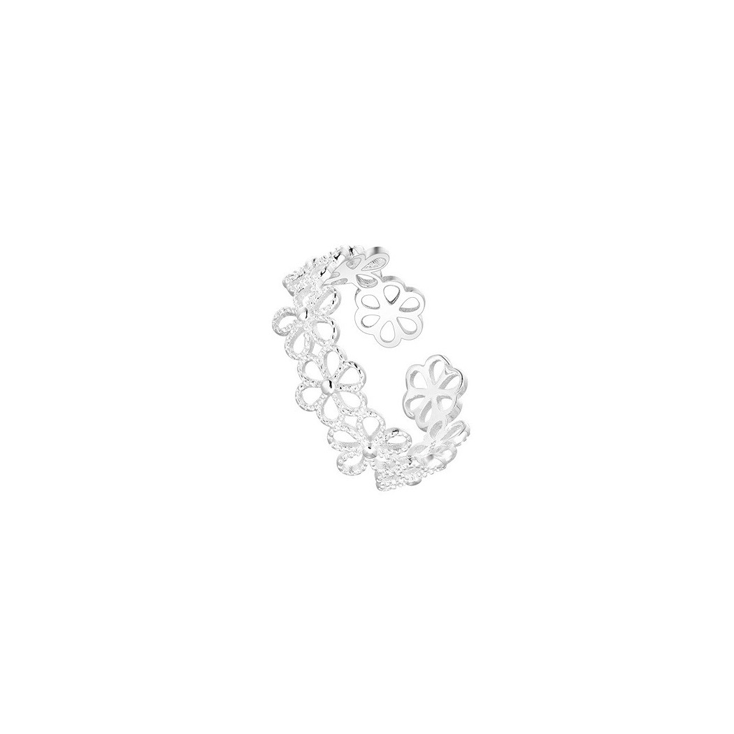 Bague simple Motif floral ajouré | Bague ajustable en argent sterling S925