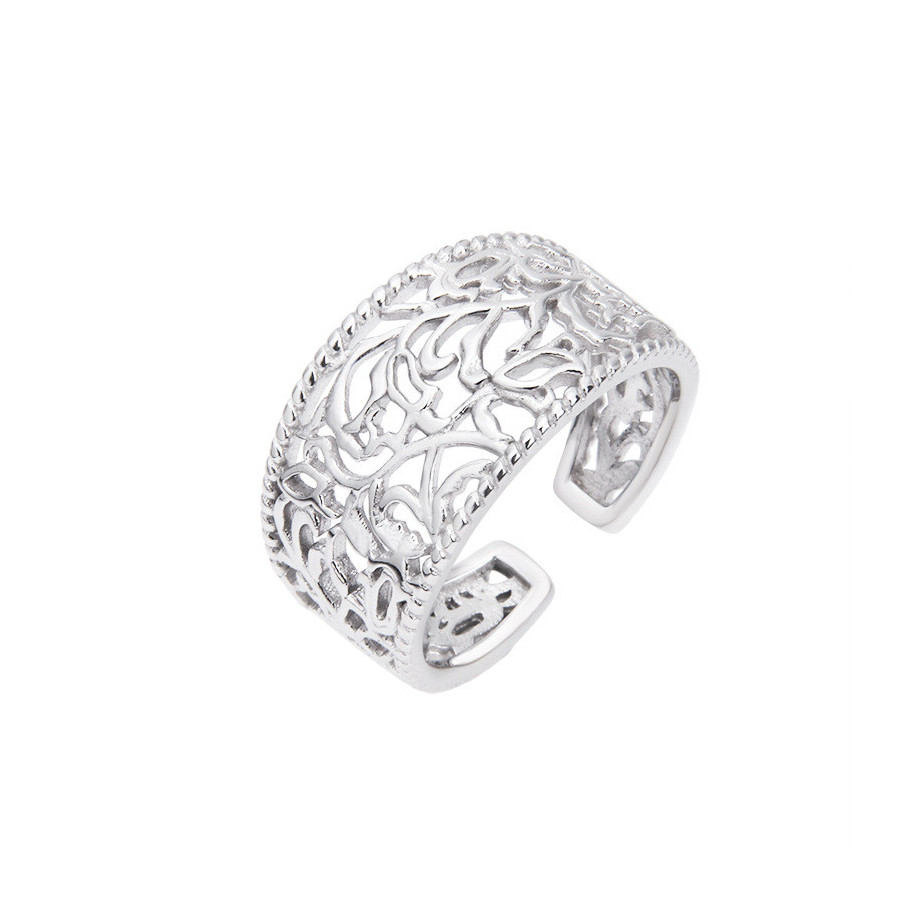 Bague creuse à motif fleur | Bague ajustable en argent sterling S925