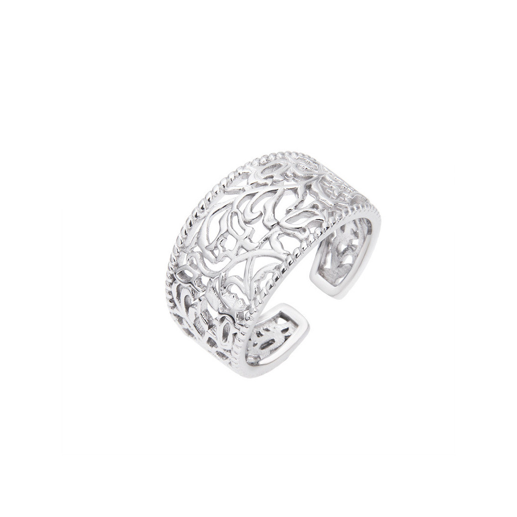 Bague creuse à motif fleur | Bague ajustable en argent sterling S925